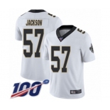 Men's New Orleans Saints #57 Rickey Jackson White Vapor Untouchable Limited Player 100th Season Football Jersey