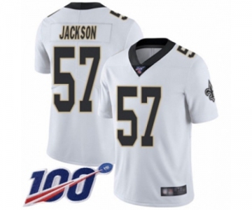 Men's New Orleans Saints #57 Rickey Jackson White Vapor Untouchable Limited Player 100th Season Football Jersey