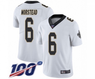 Men's New Orleans Saints #6 Thomas Morstead White Vapor Untouchable Limited Player 100th Season Football Jersey