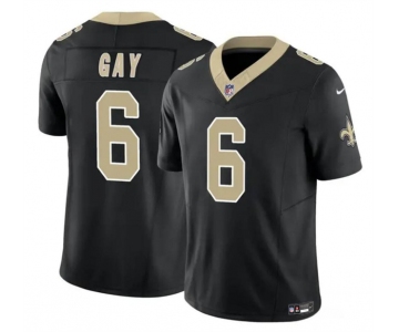 Men's New Orleans Saints #6 Willie Gay Black 2023 F.U.S.E. Vapor Limited Football Stitched Jersey