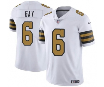 Men's New Orleans Saints #6 Willie Gay White Color Rush Limited Football Stitched Jersey