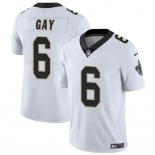 Men's New Orleans Saints #6 Willie Gay White Vapor Limited Football Stitched Jersey