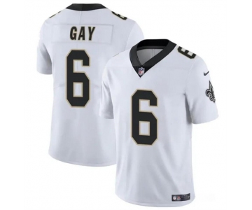 Men's New Orleans Saints #6 Willie Gay White Vapor Limited Football Stitched Jersey