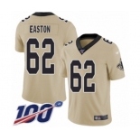 Men's New Orleans Saints #62 Nick Easton Limited Gold Inverted Legend 100th Season Football Jersey