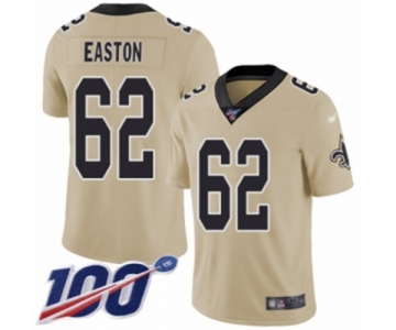 Men's New Orleans Saints #62 Nick Easton Limited Gold Inverted Legend 100th Season Football Jersey