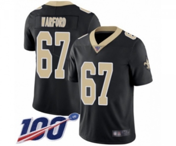 Men's New Orleans Saints #67 Larry Warford Black Team Color Vapor Untouchable Limited Player 100th Season Football Jersey