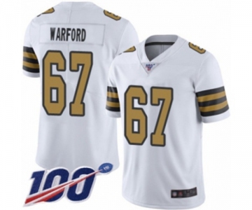 Men's New Orleans Saints #67 Larry Warford Limited White Rush Vapor Untouchable 100th Season Football Jersey