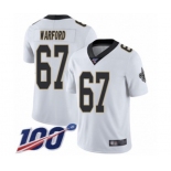 Men's New Orleans Saints #67 Larry Warford White Vapor Untouchable Limited Player 100th Season Football Jersey