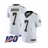 Men's New Orleans Saints #7 Morten Andersen White Vapor Untouchable Limited Player 100th Season Football Jersey