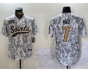 Men's New Orleans Saints #7 Taysom Hill Arctic Camo 2024 Salute to Service Stitched Baseball Jerseys