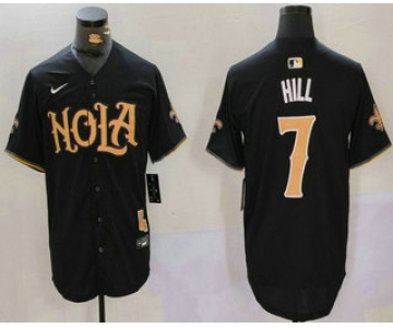 Men's New Orleans Saints #7 Taysom Hill Black Nola Baseball Jersey