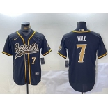 Men's New Orleans Saints #7 Taysom Hill Black With Patch Cool Base Stitched Baseball Jerseys