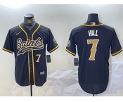 Men's New Orleans Saints #7 Taysom Hill Black With Patch Cool Base Stitched Baseball Jerseys