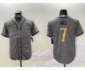 Men's New Orleans Saints #7 Taysom Hill Grey With Patch Cool Base Stitched Baseball Jersey