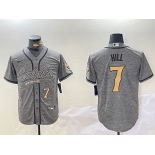 Men's New Orleans Saints #7 Taysom Hill Grey With Patch Cool Base Stitched Baseball Jerseys