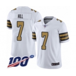 Men's New Orleans Saints #7 Taysom Hill Limited White Rush Vapor Untouchable 100th Season Football Jersey