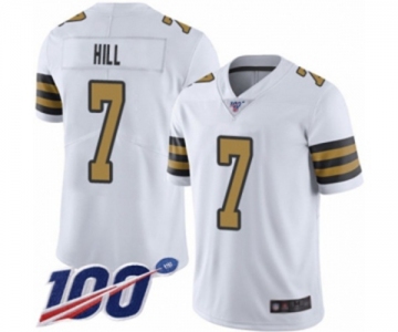 Men's New Orleans Saints #7 Taysom Hill Limited White Rush Vapor Untouchable 100th Season Football Jersey