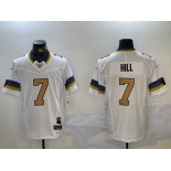 Men's New Orleans Saints #7 Taysom Hill White 2024 FUSE Vapor Limited Stitched Jersey