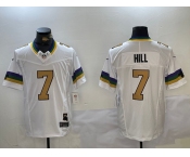 Men's New Orleans Saints #7 Taysom Hill White 2024 FUSE Vapor Limited Stitched Jersey