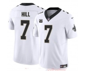 Men's New Orleans Saints #7 Taysom Hill White 2024 F.U.S.E With 1-Star C Patch Vapor Limited Stitched Football Jersey