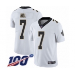 Men's New Orleans Saints #7 Taysom Hill White Vapor Untouchable Limited Player 100th Season Football Jersey