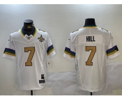 Men's New Orleans Saints #7 Taysom Hill White With Patch 2024 FUSE Vapor Limited Stitched Jersey