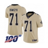 Men's New Orleans Saints #71 Ryan Ramczyk Limited Gold Inverted Legend 100th Season Football Jersey