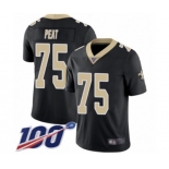 Men's New Orleans Saints #75 Andrus Peat Black Team Color Vapor Untouchable Limited Player 100th Season Football Jersey