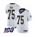 Men's New Orleans Saints #75 Andrus Peat White Vapor Untouchable Limited Player 100th Season Football Jersey