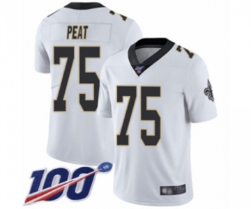 Men's New Orleans Saints #75 Andrus Peat White Vapor Untouchable Limited Player 100th Season Football Jersey