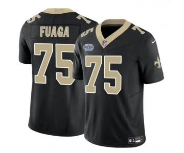 Men's New Orleans Saints #75 Taliese Fuaga Black 2024 With Dradt Patch F.U.S.E Vapor Limited Stitched Football Jersey