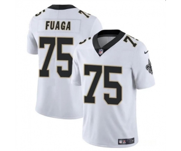 Men's New Orleans Saints #75 Taliese Fuaga White 2024 Draft Vapor Limited Football Stitched Jersey