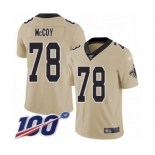 Men's New Orleans Saints #78 Erik McCoy Limited Gold Inverted Legend 100th Season Football Jersey