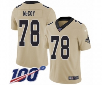 Men's New Orleans Saints #78 Erik McCoy Limited Gold Inverted Legend 100th Season Football Jersey