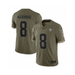 Men's New Orleans Saints #8 Archie Manning 2022 Olive Salute To Service Limited Stitched Jersey