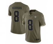 Men's New Orleans Saints #8 Archie Manning 2022 Olive Salute To Service Limited Stitched Jersey