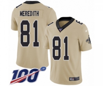 Men's New Orleans Saints #81 Cameron Meredith Limited Gold Inverted Legend 100th Season Football Jersey