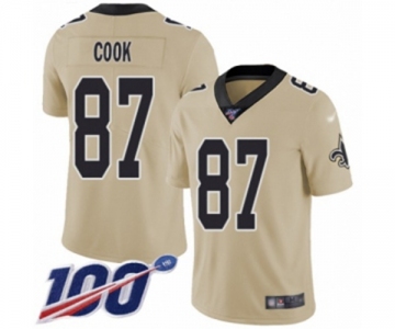 Men's New Orleans Saints #87 Jared Cook Limited Gold Inverted Legend 100th Season Football Jersey