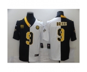 Men's New Orleans Saints #9 Drew Brees Black White C Limited Split Fashion Football Jersey