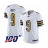 Men's New Orleans Saints #9 Drew Brees Limited White Rush Vapor Untouchable 100th Season Football Jersey