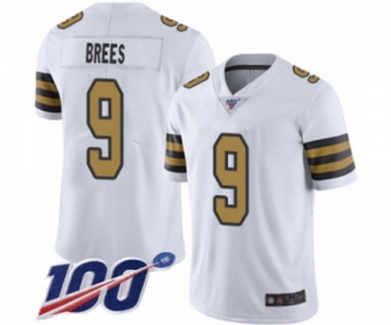 Men's New Orleans Saints #9 Drew Brees Limited White Rush Vapor Untouchable 100th Season Football Jersey