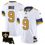 Men's New Orleans Saints #9 Drew Brees White 2024 F.U.S.E. Vapor Limited Stitched Jersey