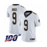 Men's New Orleans Saints #9 Drew Brees White Vapor Untouchable Limited Player 100th Season Football Jersey