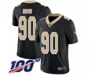 Men's New Orleans Saints #90 Malcom Brown Black Team Color Vapor Untouchable Limited Player 100th Season Football Jersey