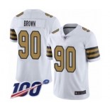 Men's New Orleans Saints #90 Malcom Brown Limited White Rush Vapor Untouchable 100th Season Football Jersey