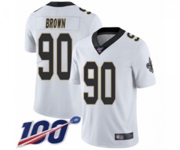 Men's New Orleans Saints #90 Malcom Brown White Vapor Untouchable Limited Player 100th Season Football Jersey