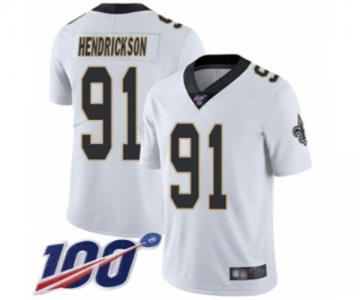 Men's New Orleans Saints #91 Trey Hendrickson White Vapor Untouchable Limited Player 100th Season Football Jersey