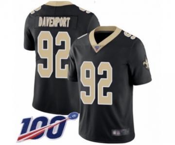 Men's New Orleans Saints #92 Marcus Davenport Black Team Color Vapor Untouchable Limited Player 100th Season Football Jersey