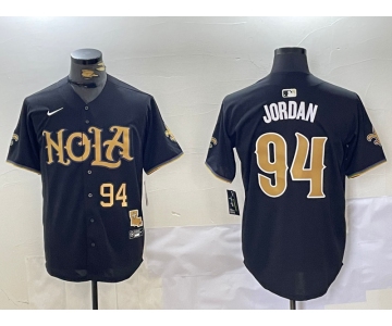 Men's New Orleans Saints #94 Cameron Jordan Black Cool Base Stitched Baseball Jerseys