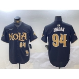 Men's New Orleans Saints #94 Cameron Jordan Number Black Nola Baseball Jersey